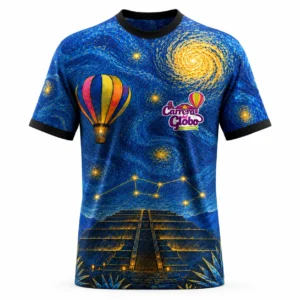 Frente de la Playera Extra 10K azul de la Carrera del Globo 2027