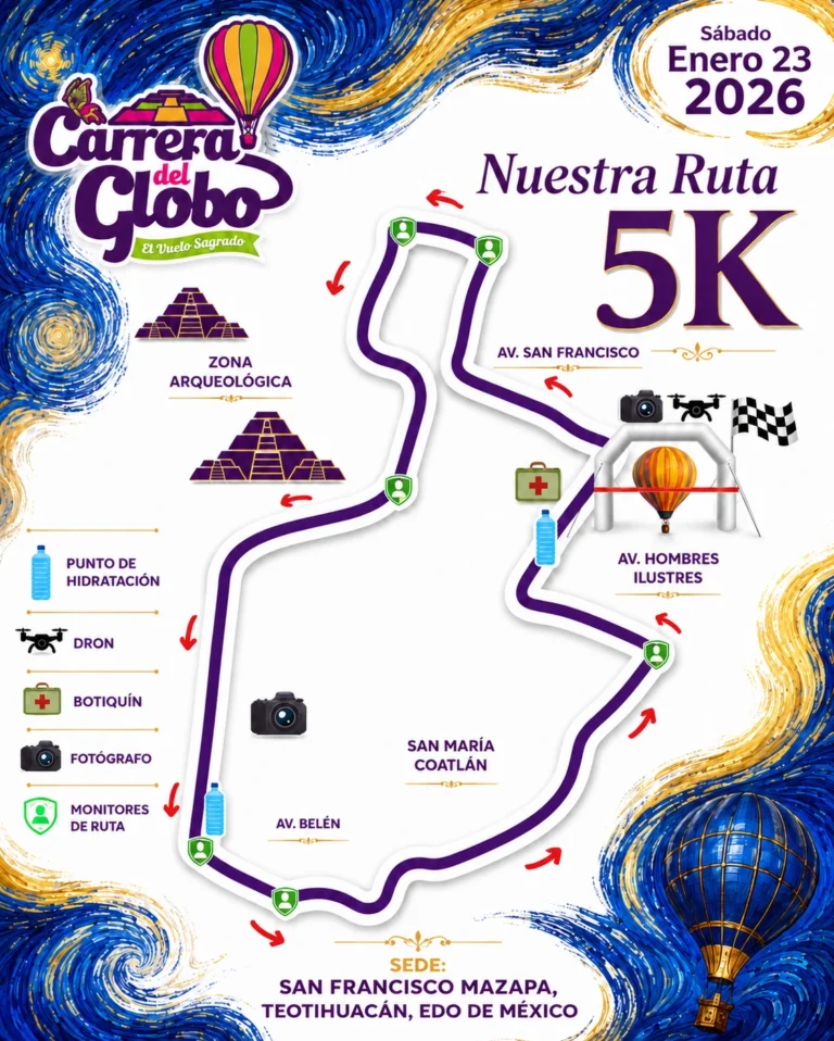 Mapa de la ruta 5K de la Carrera del Globo 2027