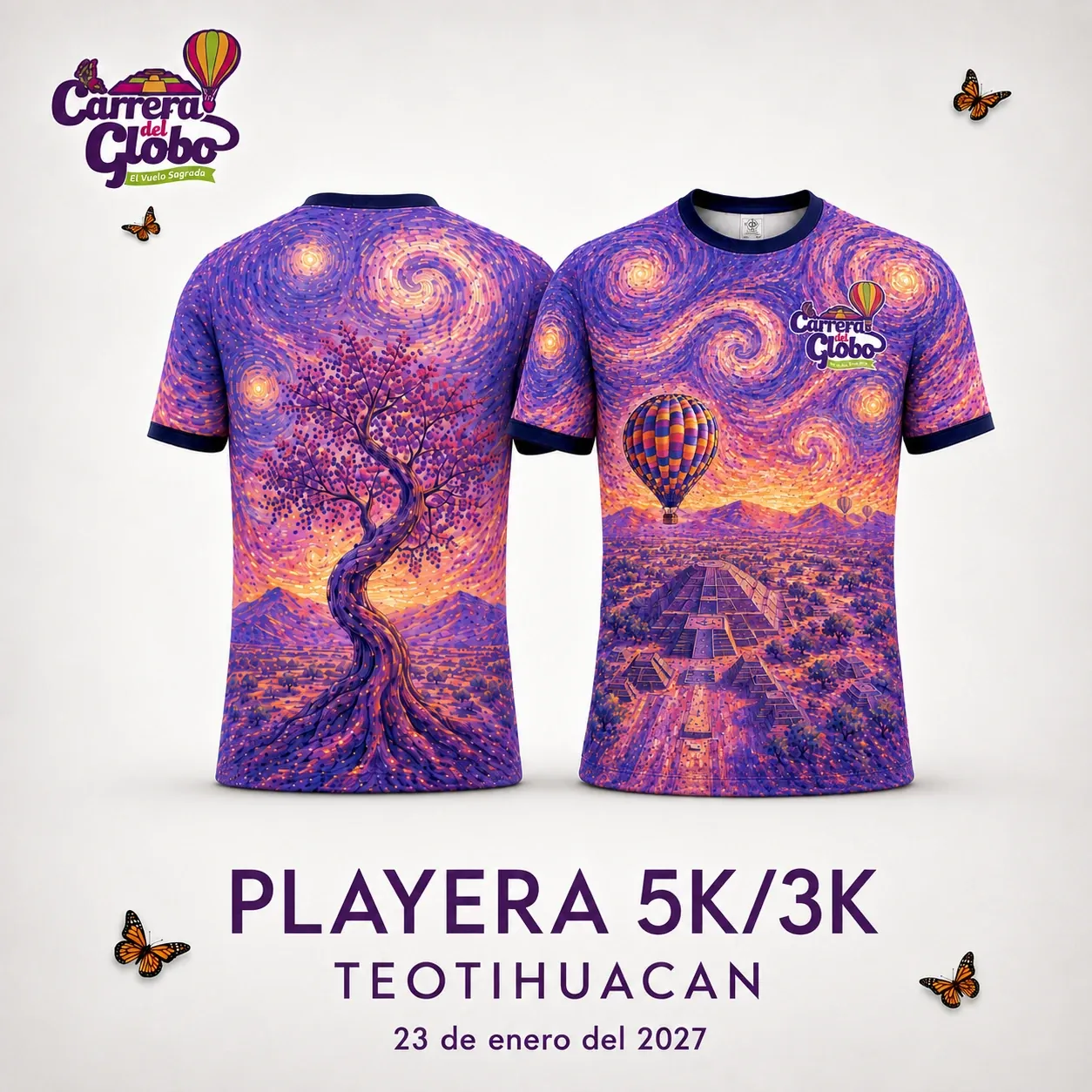 Diseño de la nueva playera conmemorativa 5K de la Carrera del Globo 2027