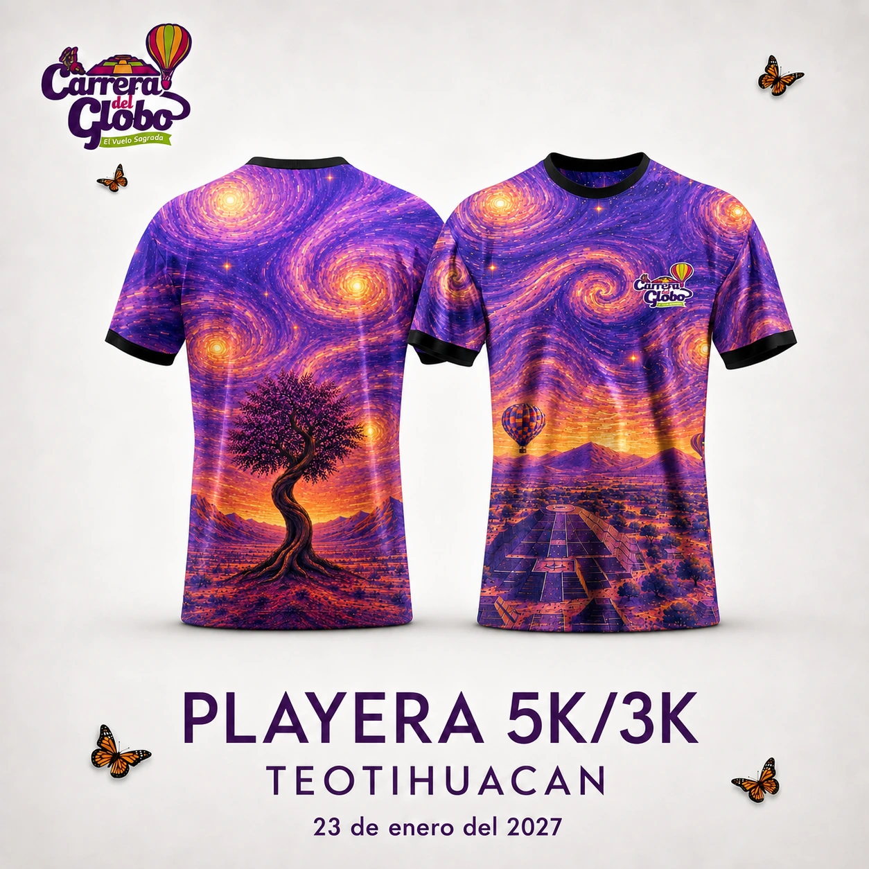 Diseño de la nueva playera conmemorativa 5K y 3K de la Carrera del Globo 2027