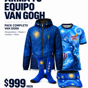 Pack Completo Van Gogh: rompevientos, playera, calcetas y visera; entrega a partir del 20 de octubre
