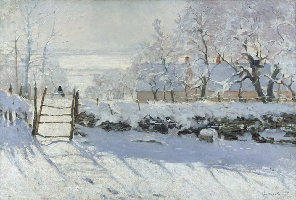 La urraca: paisaje nevado pintado por Claude Monet